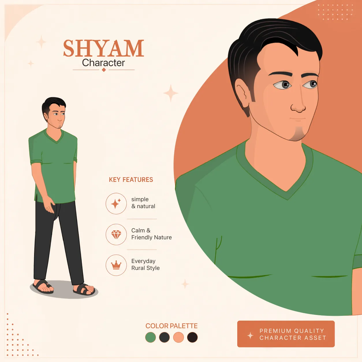 Shyam 2D Indian Character | Simple Rural Man | Cartoon Character