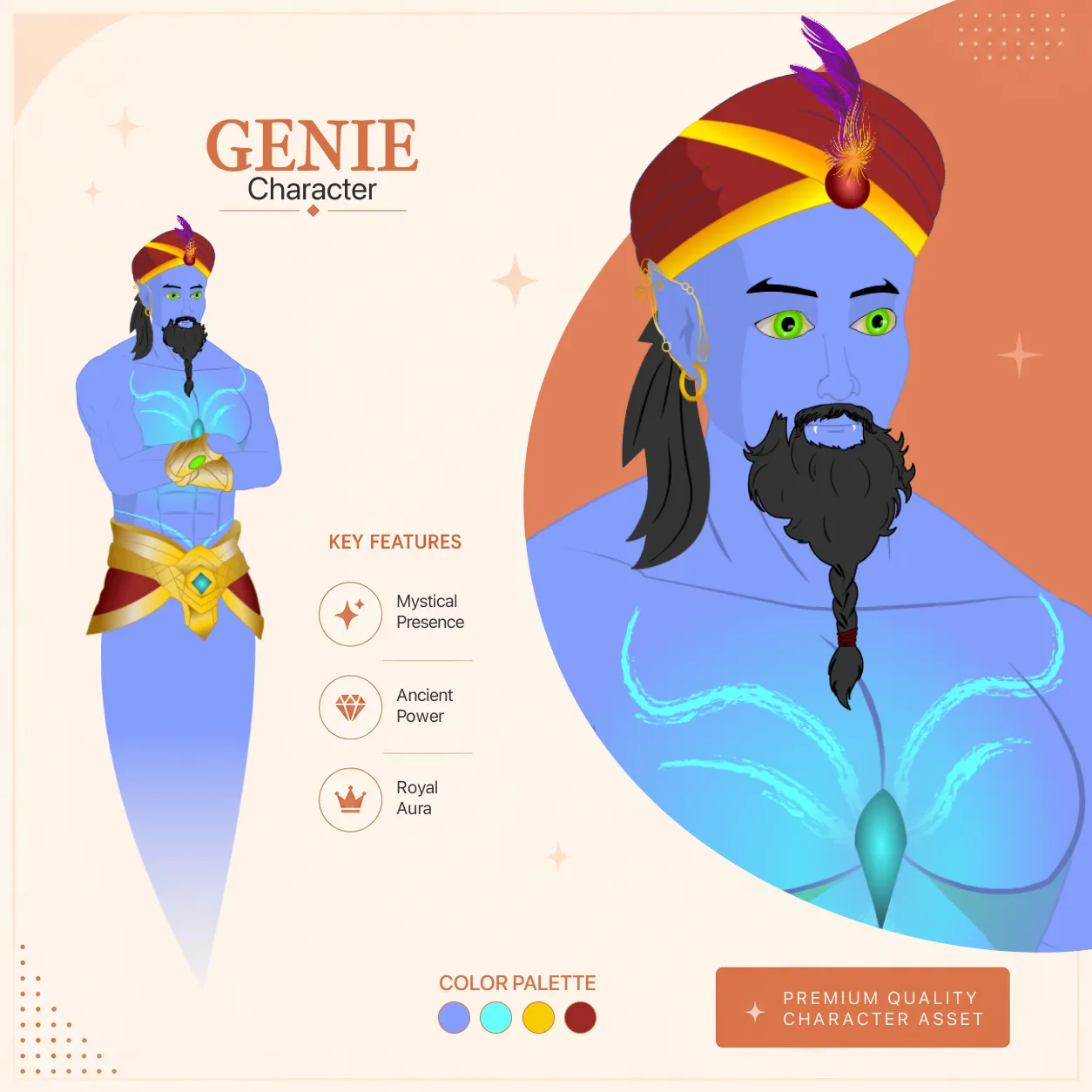Genie 2D Character | Fully Rigged & Animated | Premium Cartoon Character for Animators