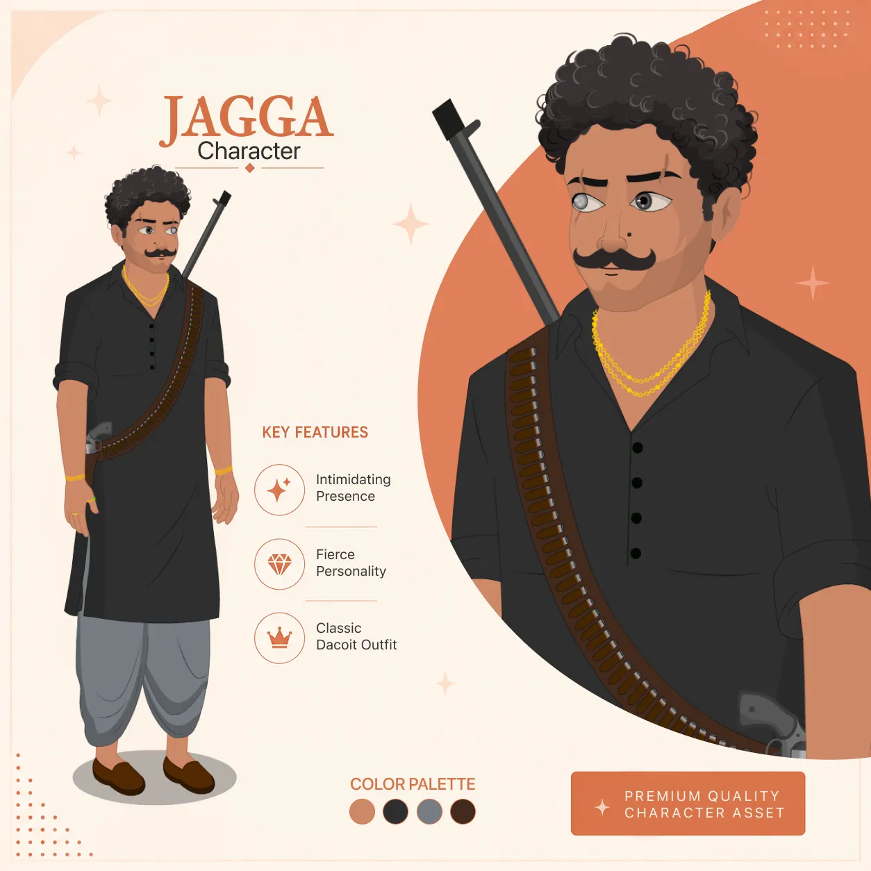 Jagga 2D Daku Character | Fully Rigged & Animated | Villain Character for Story Animation