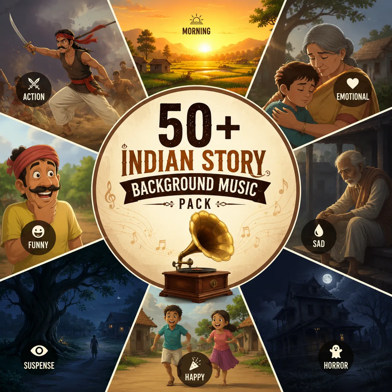 50+ Indian Story Background Music Pack | Royalty-Free MP3 | Emotional, Horror, Action & Cinematic Soundtracks