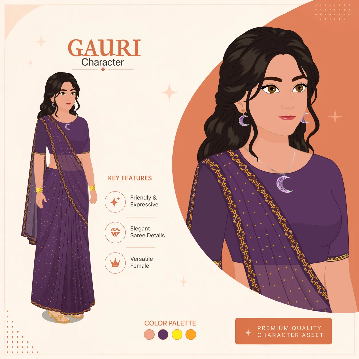 Gauri 2D Female Character | Fully Rigged & Animated | Indian Story Animation Character
